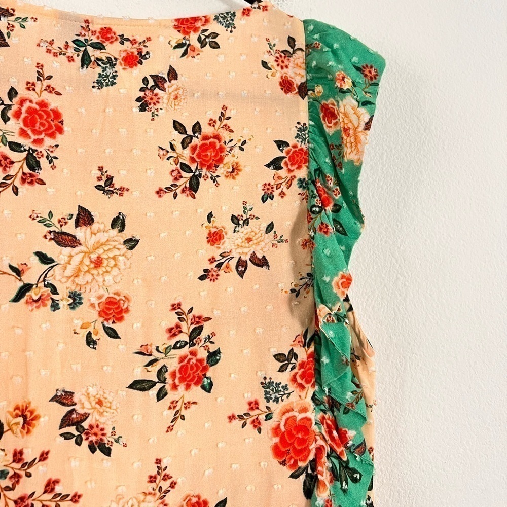 FARM Rio Cream Floral Ruffle Top with Teal Trim - Picture 13 of 16
